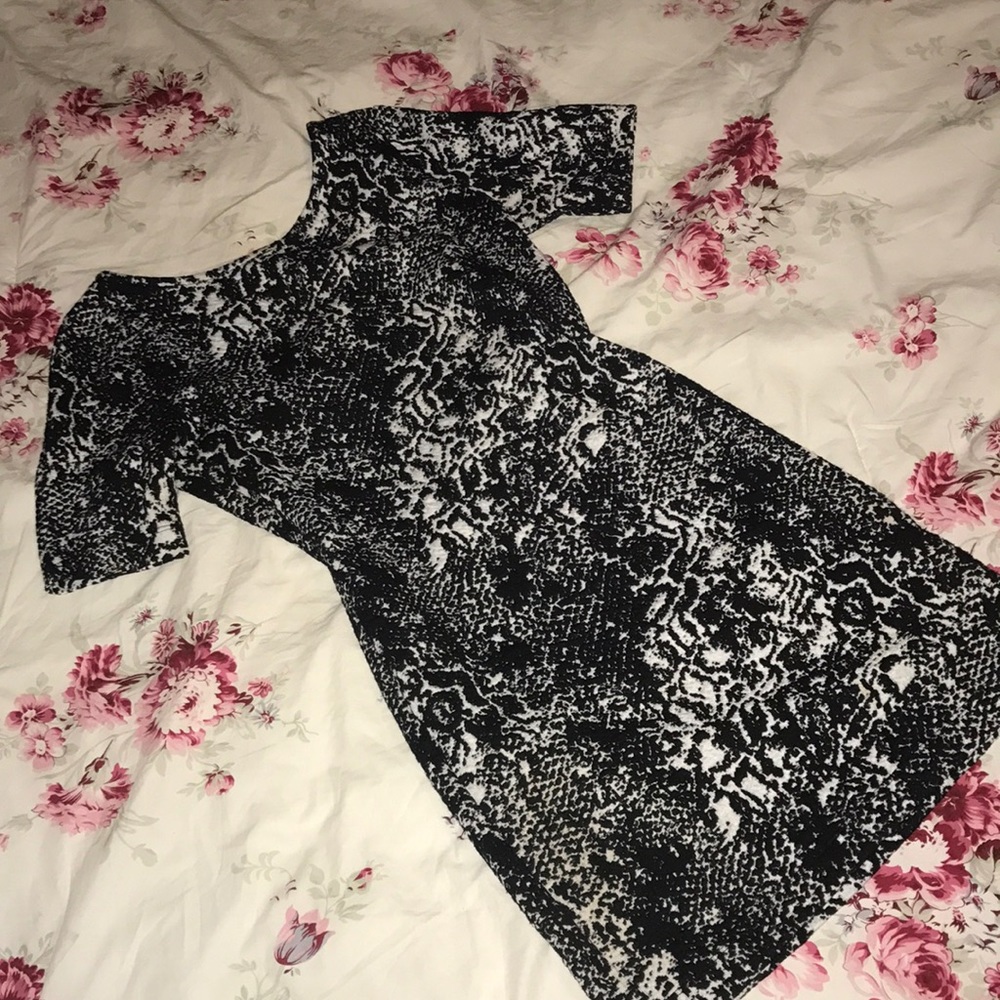 Black and white printed dress.